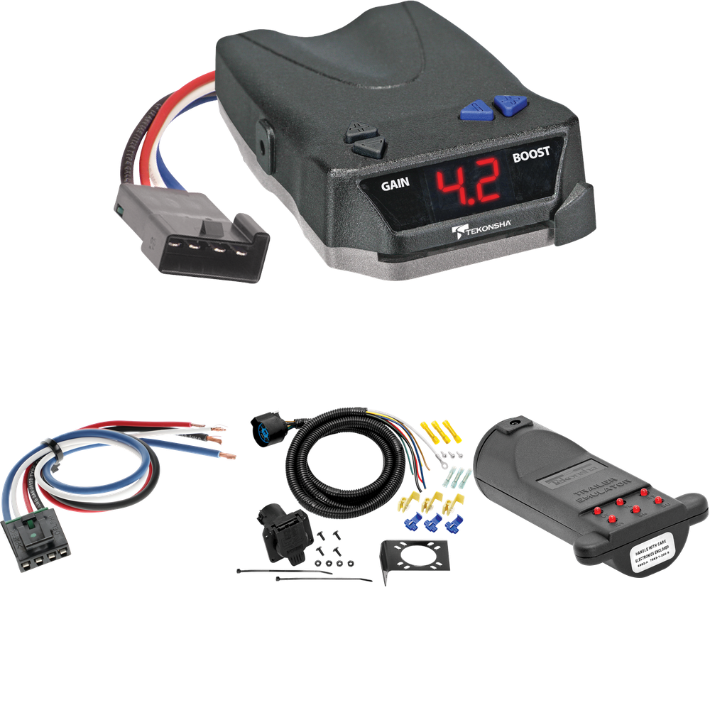 Fits 2002-2002 Dodge Ram 7-Way RV Wiring + Tekonsha BRAKE-EVN Brake Control + Generic BC Wiring Adapter + 7-Way Tester and Trailer Emulator (For 2500/3500 Models) By Tow Ready