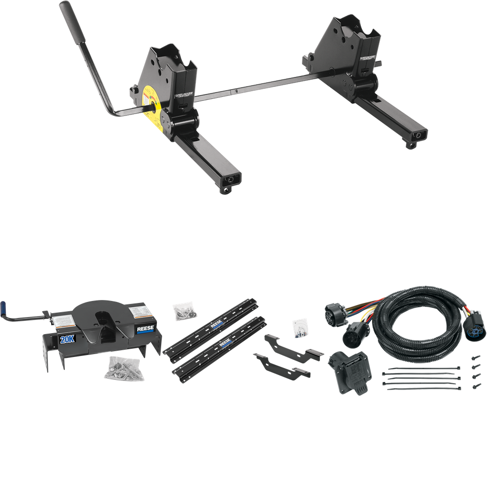 Fits 2011-2019 GMC Sierra 3500 HD Custom Outboard Above Bed Rail Kit + 20K Fifth Wheel + Square Slider + In-Bed Wiring (For 6-1/2' or Shorter Bed, Except w/OEM HD Towing Prep Package, w/o Factory Puck System Models) By Reese