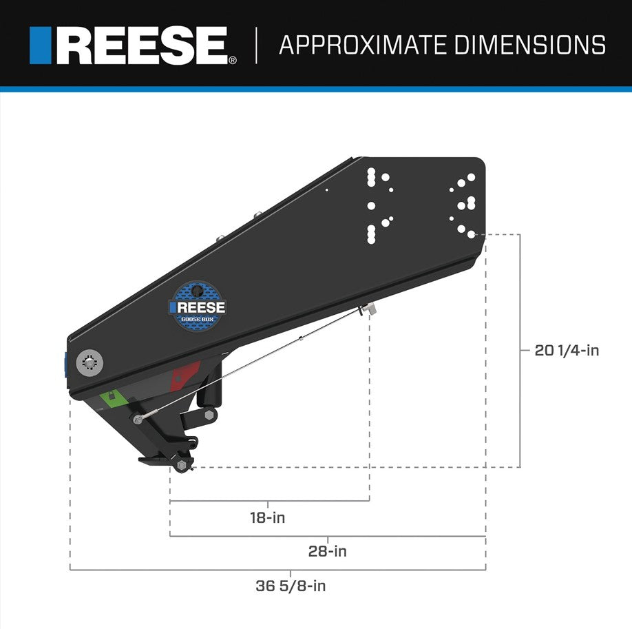 94980 Goose Box 5th Wheel Pin Box, Air Ride 22,500 lbs. Capacity, Fits Lippert (1621, 1716, 0719, Rhino), Fabex PB 600 Series