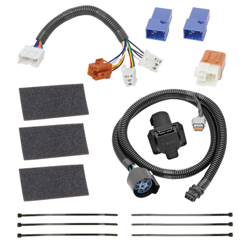 Se adapta al paquete de enganche de remolque Nissan Xterra 2005-2015 con cableado RV de 7 vías + bola de 2" y 2-5/16" + soporte de caída de Reese Towpower