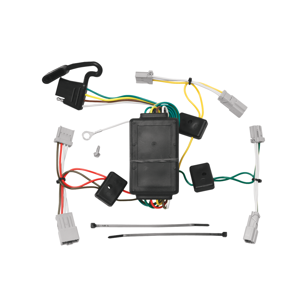 Se adapta al paquete de remolque Honda Fit 2009-2013 con arnés de cableado plano de 4 + cubierta de enganche + enganche doble y cerraduras de acoplador de Draw-Tite