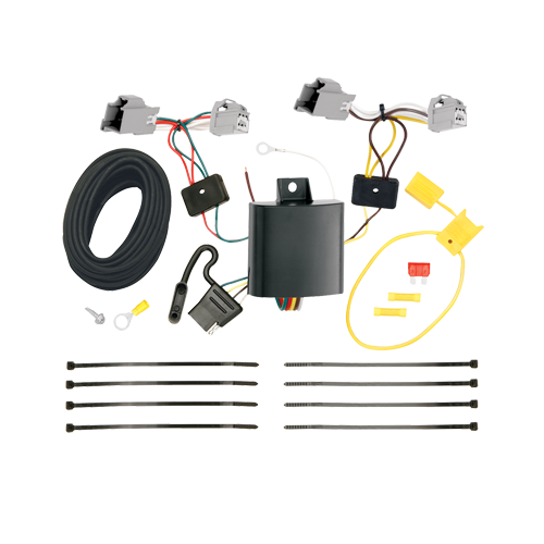 Se adapta al paquete de remolque con enganche para remolque Ford Explorer 2020-2023 con arnés de cableado de 4 planos + barra de tracción + bola de 2" + soporte de cableado + cubierta de enganche + enganche doble y cerraduras de acoplador de Draw-Tite