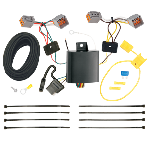 Fits 2014-2023 Ford Transit Connect 4-Flat Vehicle End Trailer Wiring Harness + Wiring Bracket + Wiring Tester By Tekonsha