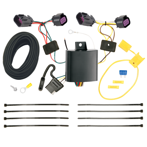 Se adapta al paquete de remolque con enganche de remolque RAM ProMaster 3500 2014-2023 con 4 cables planos + soporte de bola extendido de 16" de largo con caída de 4" + pasador/clip + bola de 2" (excluye: con modelos de cuerpo extendido) de Reese Towpower