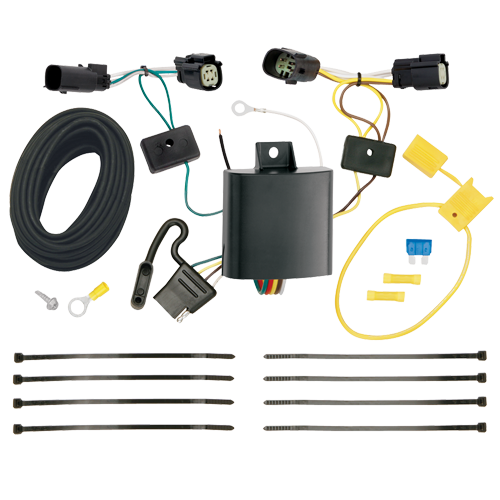 Fits 2015-2023 Ford Transit-150 Trailer Hitch Tow PKG w/ 4-Flat Wiring + Tactical Triple Ball Ball Mount 1-7/8" & 2" & 2-5/16" Balls & Tow Hook + Tactical Dogbone Lock + Wiring Bracket (Excludes: Cab & Chassis and the Cutaway Models) By Draw-Tite