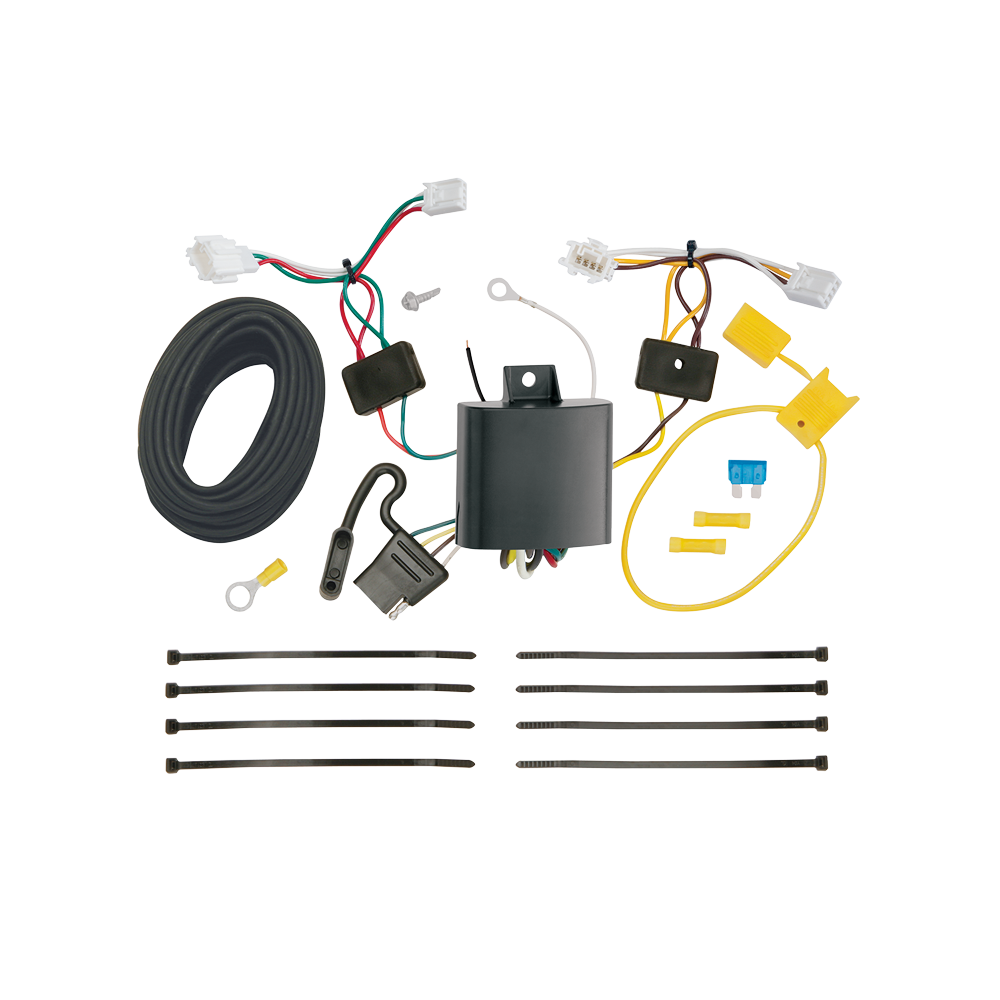 Se adapta al paquete de enganche de remolque Honda HR-V 2016-2022 con cableado plano de 4 + kit de montaje de bola de inicio con caída de 2" y bola de 2" + bola de 1-7/8" + soporte de cableado + bloqueo de enganche + cubierta de enganche dibujar-tite