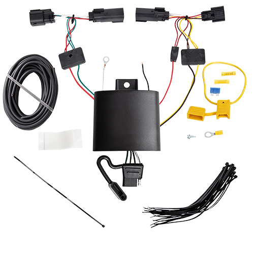 Se adapta al paquete de enganche de remolque Jeep Cherokee 2019-2023 con cableado de 4 planos + soporte de bola con caída de 4" + bola de 2-5/16" + soporte de cableado + bloqueo de enganche + cubierta de enganche (para modelos Trailhawk) de Draw-Tite