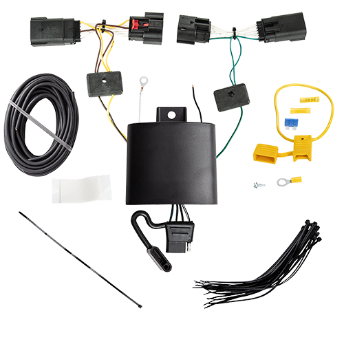 Se adapta al paquete de enganche de remolque Jeep Gladiator 2020-2023 con 4 cables planos + soporte de bola con caída de 4" + bola de 2" + bola de 2-5/16" + soporte de cableado + bloqueo de enganche + cubierta de enganche de Reese Towpower