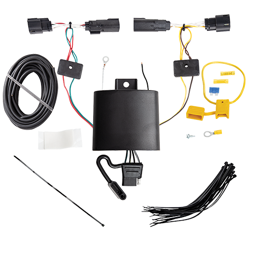 Fits 2020-2022 Ford Escape Trailer Hitch Tow PKG w/ 4-Flat Wiring Harness + Interlock Starter Kit w/ 2" Ball 1-1/4" Drop 3/4" Rise + Hitch Cover (Excludes: Hybrid Models) By Reese Towpower