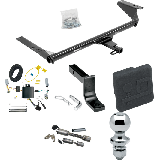 Fits 2020-2023 Chrysler Voyager Trailer Hitch Tow PKG w/ 4-Flat Wiring Harness + Draw-Bar + 1-7/8" Ball + Hitch Cover + Dual Hitch & Coupler Locks By Draw-Tite