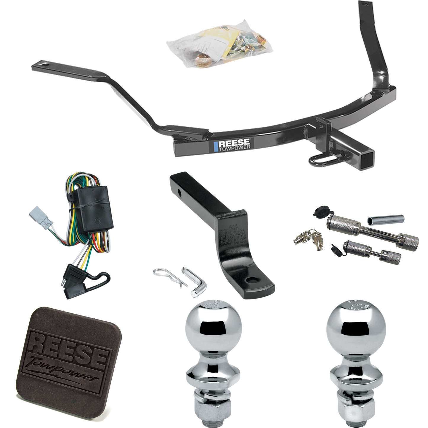 Fits 1999-2003 Acura TL Trailer Hitch Tow PKG w/ 4-Flat Wiring Harness + Draw-Bar + 1-7/8" + 2" Ball + Hitch Cover + Dual Hitch & Coupler Locks (For 3.2 Engine Models) By Reese Towpower