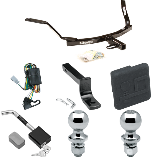 Fits 2001-2003 Acura CL Trailer Hitch Tow PKG w/ 4-Flat Wiring Harness + Draw-Bar + 1-7/8" + 2" Ball + Hitch Cover + Hitch Lock (For 3.2 Engine Models) By Draw-Tite