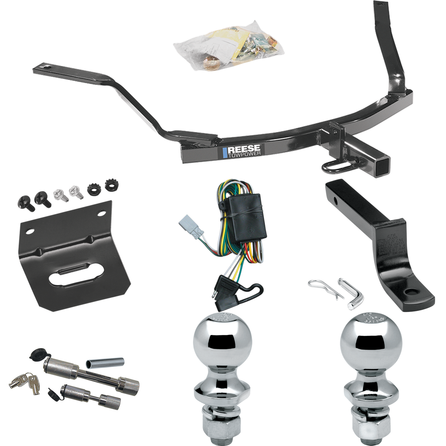 Fits 1999-2003 Acura TL Trailer Hitch Tow PKG w/ 4-Flat Wiring Harness + Draw-Bar + 1-7/8" + 2" Ball + Wiring Bracket + Dual Hitch & Coupler Locks (For 3.2 Engine Models) By Reese Towpower