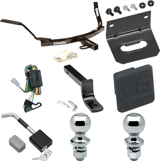 Fits 2001-2003 Acura CL Trailer Hitch Tow PKG w/ 4-Flat Wiring Harness + Draw-Bar + 1-7/8" + 2" Ball + Wiring Bracket + Hitch Cover + Hitch Lock (For 3.2 Engine Models) By Draw-Tite