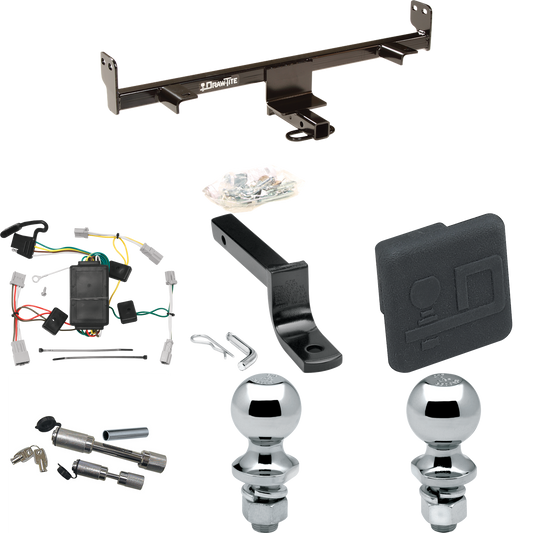 Fits 2004-2009 Mazda 3 Trailer Hitch Tow PKG w/ 4-Flat Wiring Harness + Draw-Bar + 1-7/8" + 2" Ball + Hitch Cover + Dual Hitch & Coupler Locks (For Hatchback, Except w/Grand Touring LED Taillights Models) By Draw-Tite