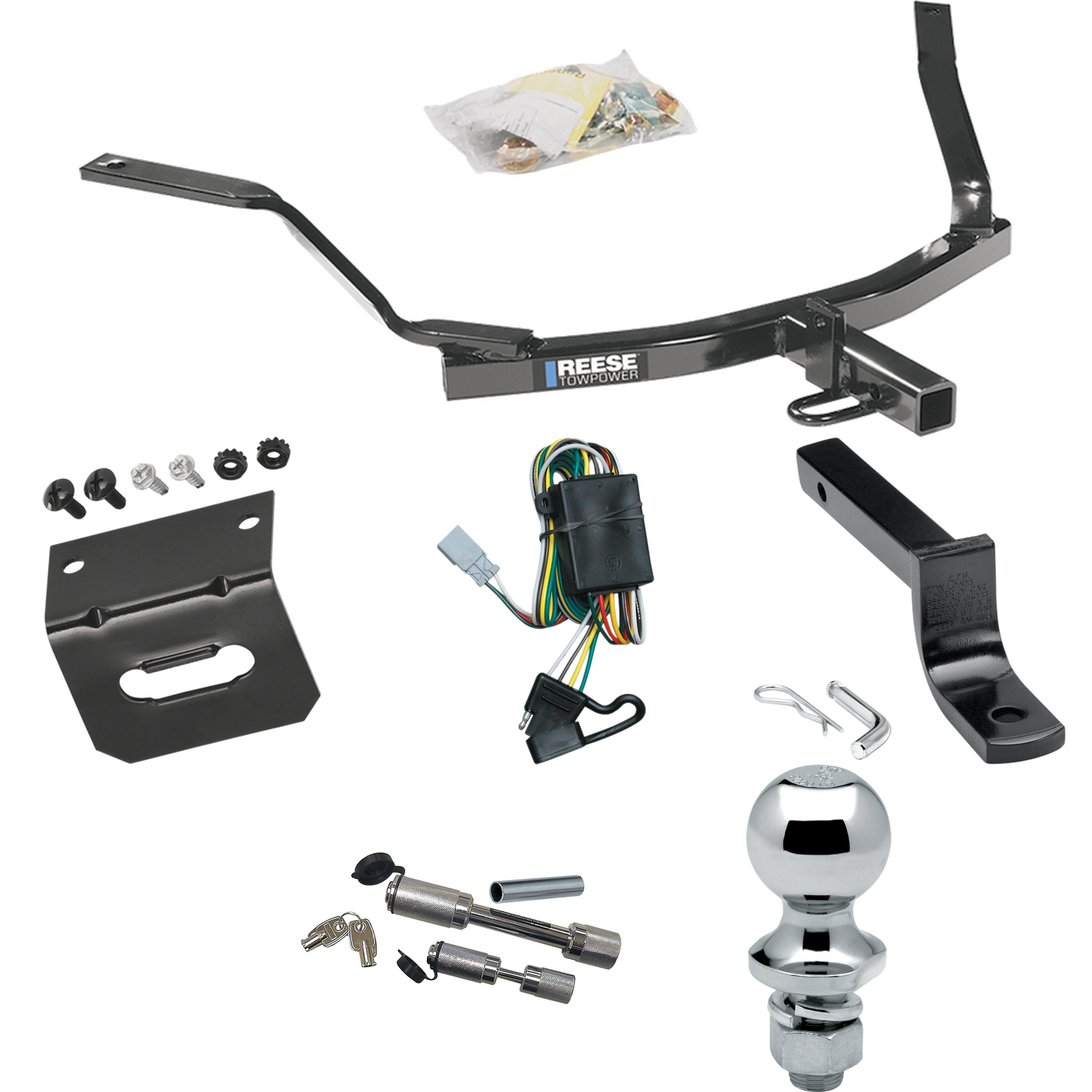 Fits 1999-2003 Acura TL Trailer Hitch Tow PKG w/ 4-Flat Wiring Harness + Draw-Bar + 1-7/8" Ball + Wiring Bracket + Dual Hitch & Coupler Locks (For 3.2 Engine Models) By Reese Towpower