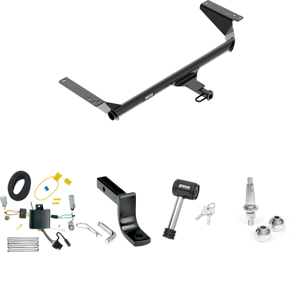 Fits 2020-2023 Chrysler Voyager Trailer Hitch Tow PKG w/ 4-Flat Wiring Harness + Draw-Bar + Interchangeable 1-7/8" & 2" Balls + Hitch Lock By Reese Towpower