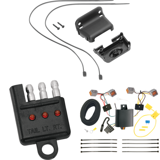 Se adapta al arnés de cableado del remolque del extremo del vehículo Ford Transit Connect 2014-2023 de 4 planos + soporte de cableado + probador de cableado de Tekonsha