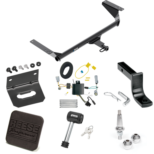 Fits 2017-2020 Chrysler Pacifica Trailer Hitch Tow PKG w/ 4-Flat Wiring Harness + Draw-Bar + Interchangeable 1-7/8" & 2" Balls + Wiring Bracket + Hitch Cover + Hitch Lock (For Touring Models) By Reese Towpower