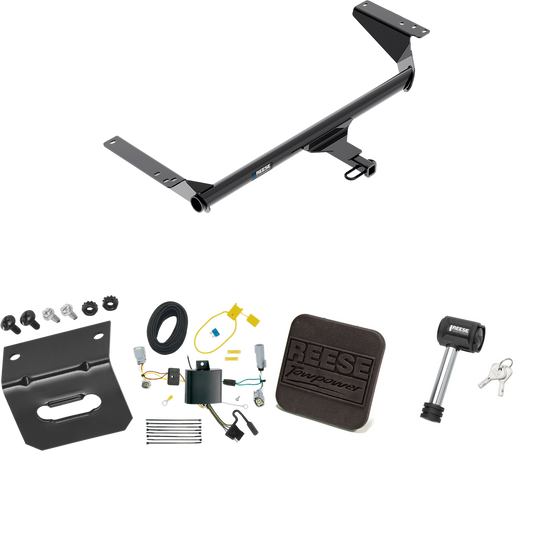 Fits 2017-2020 Chrysler Pacifica Trailer Hitch Tow PKG w/ 4-Flat Wiring Harness + Hitch Cover + Hitch Lock (For Touring Models) By Reese Towpower