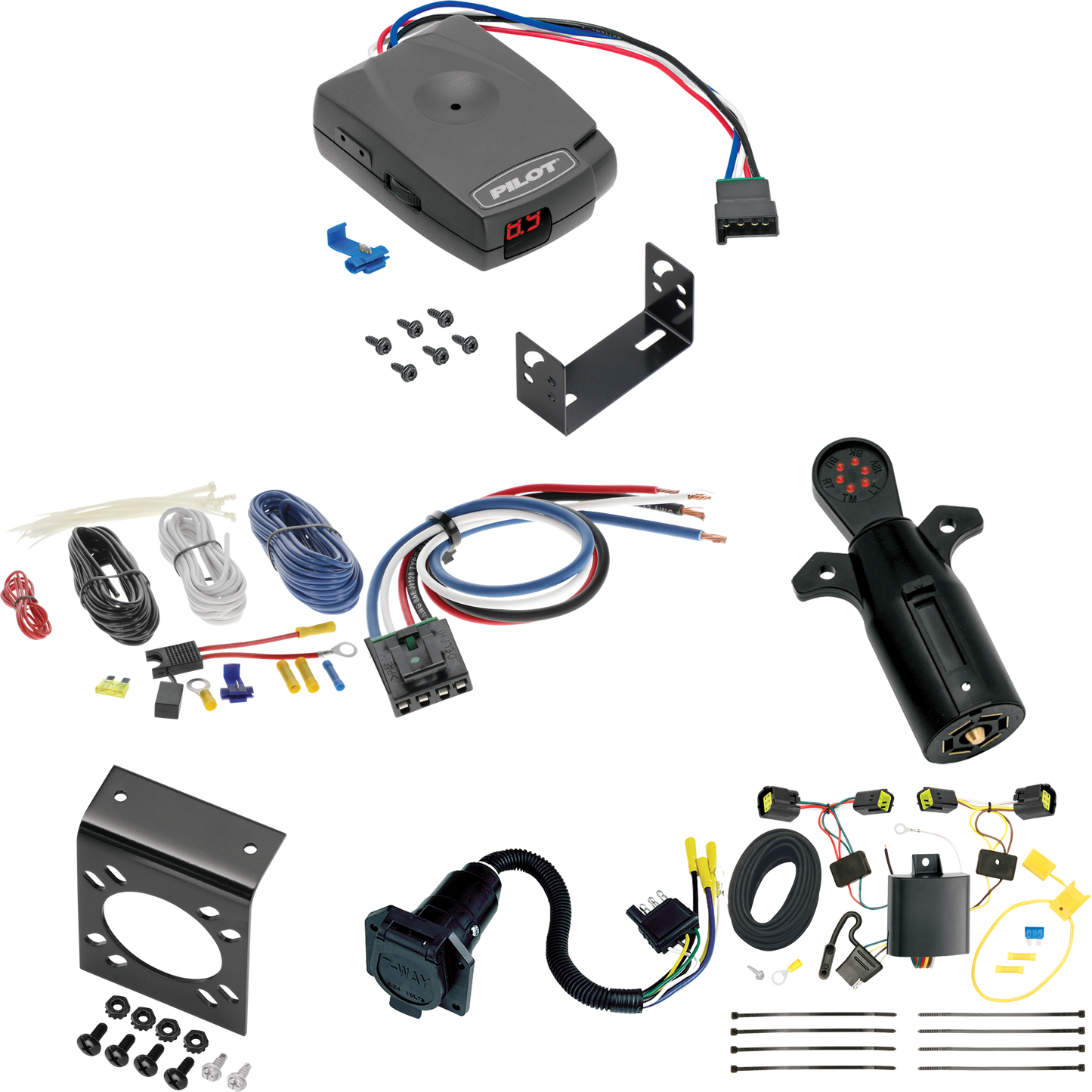 Fits 2010-2013 Ford Transit Connect 7-Way RV Wiring + Pro Series Pilot Brake Control + Generic BC Wiring Adapter + 7-Way Tester By Tekonsha