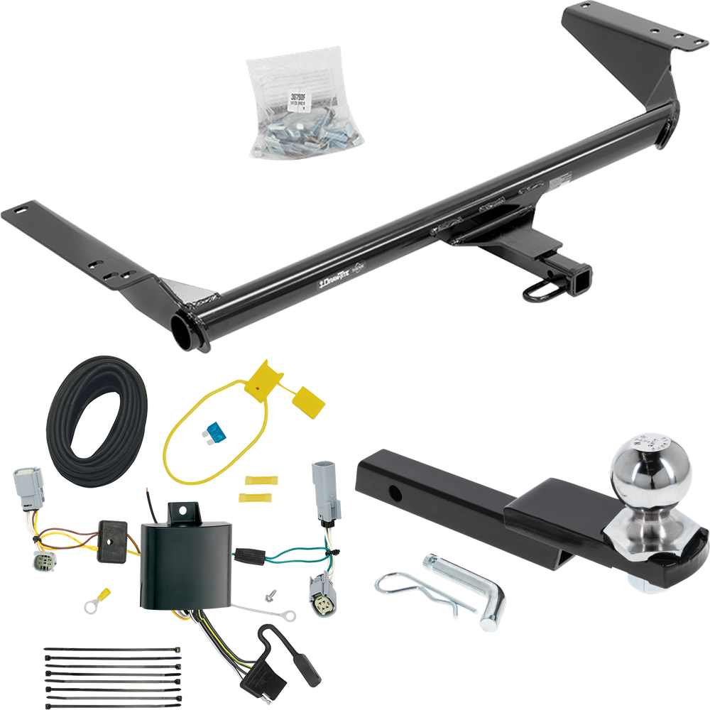 Fits 2020-2023 Chrysler Voyager Trailer Hitch Tow PKG w/ 4-Flat Wiring Harness + Interlock Starter Kit w/ 2" Ball 1-1/4" Drop 3/4" Rise By Draw-Tite