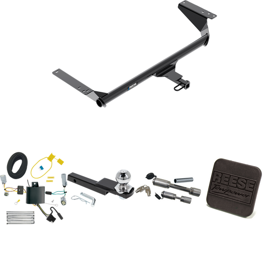 Fits 2017-2020 Chrysler Pacifica Trailer Hitch Tow PKG w/ 4-Flat Wiring Harness + Interlock Starter Kit w/ 2" Ball 1-1/4" Drop 3/4" Rise + Hitch Cover + Dual Hitch & Coupler Locks (For Touring Models) By Reese Towpower