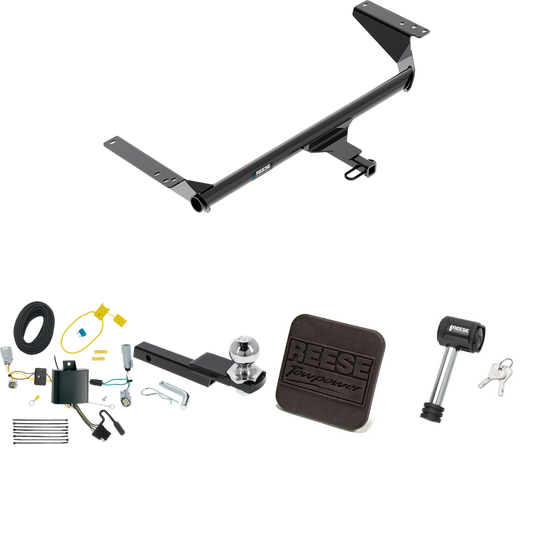 Fits 2017-2020 Chrysler Pacifica Trailer Hitch Tow PKG w/ 4-Flat Wiring Harness + Interlock Starter Kit w/ 2" Ball 1-1/4" Drop 3/4" Rise + Hitch Cover + Hitch Lock (For Touring Models) By Reese Towpower