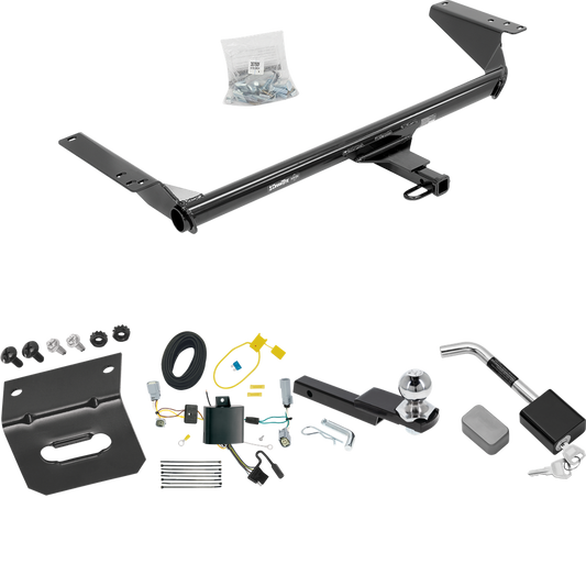 Fits 2022-2023 Chrysler Grand Caravan Trailer Hitch Tow PKG w/ 4-Flat Wiring Harness + Interlock Starter Kit w/ 2" Ball 1-1/4" Drop 3/4" Rise + Wiring Bracket + Hitch Lock (For (Canada Only) Models) By Draw-Tite