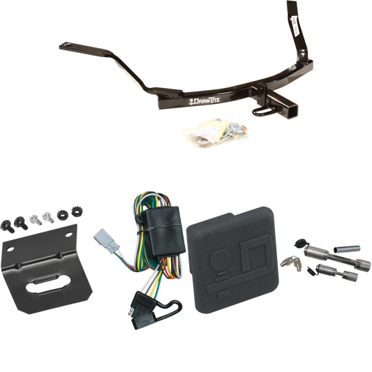 Fits 1998-2002 Honda Accord Trailer Hitch Tow PKG w/ 4-Flat Wiring Harness + Hitch Cover + Dual Hitch & Coupler Locks (For Sedan Models) By Draw-Tite
