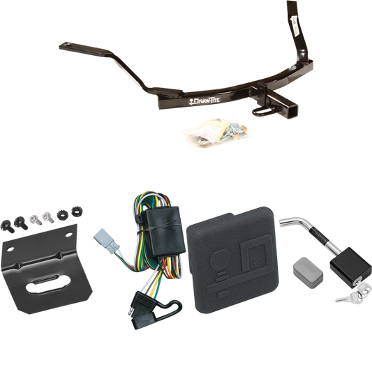 Fits 2001-2003 Acura CL Trailer Hitch Tow PKG w/ 4-Flat Wiring Harness + Hitch Cover + Hitch Lock (For 3.2 Engine Models) By Draw-Tite