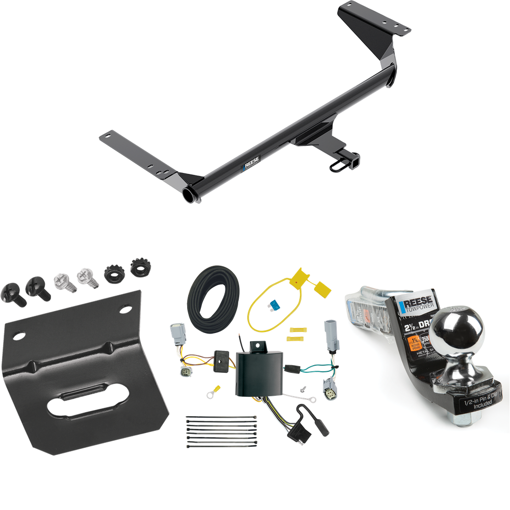 Fits 2022-2023 Chrysler Grand Caravan Trailer Hitch Tow PKG w/ 4-Flat Wiring Harness + Interlock Starter Kit w/ 2" Ball 2-1/2" Drop 2" Rise + Wiring Bracket (For (Canada Only) Models) By Reese Towpower