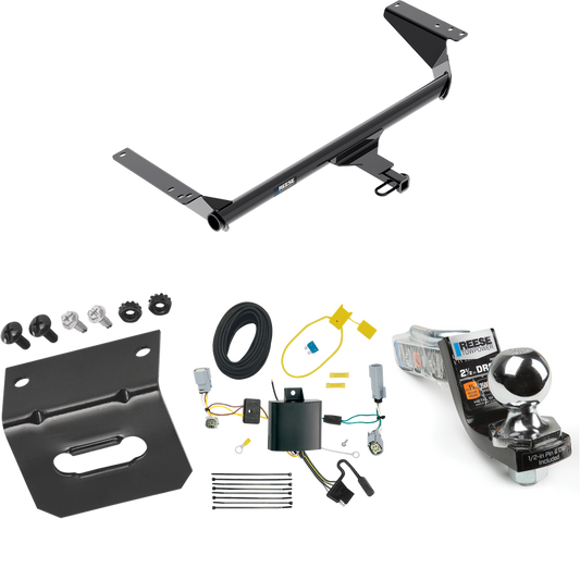 Fits 2022-2023 Chrysler Grand Caravan Trailer Hitch Tow PKG w/ 4-Flat Wiring Harness + Interlock Starter Kit w/ 2" Ball 2-1/2" Drop 2" Rise + Wiring Bracket (For (Canada Only) Models) By Reese Towpower