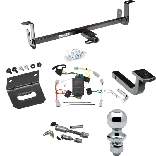 Fits 2010-2013 Mazda 3 Trailer Hitch Tow PKG w/ 4-Flat Wiring Harness + Draw-Bar + 1-7/8" Ball + Wiring Bracket + Dual Hitch & Coupler Locks (For Hatchback, Except w/Grand Touring LED Taillights Models) By Draw-Tite