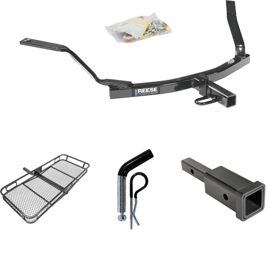 Fits 1999-2003 Acura TL Trailer Hitch Tow PKG w/ Hitch Adapter 1-1/4" to 2" Receiver + 1/2" Pin & Clip + 60" x 24" Cargo Carrier Rack (For 3.2 Engine Models) By Reese Towpower