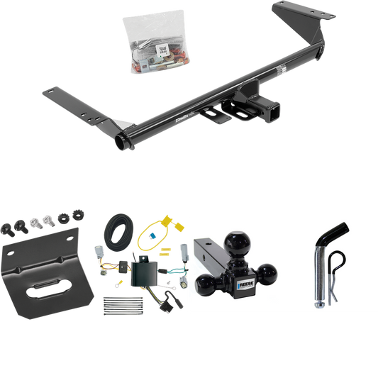 Fits 2017-2020 Chrysler Pacifica Trailer Hitch Tow PKG w/ 4-Flat Wiring Harness + Triple Ball Ball Mount 1-7/8" & 2" & 2-5/16" Trailer Balls + Pin/Clip + Wiring Bracket (For Touring Models) By Draw-Tite