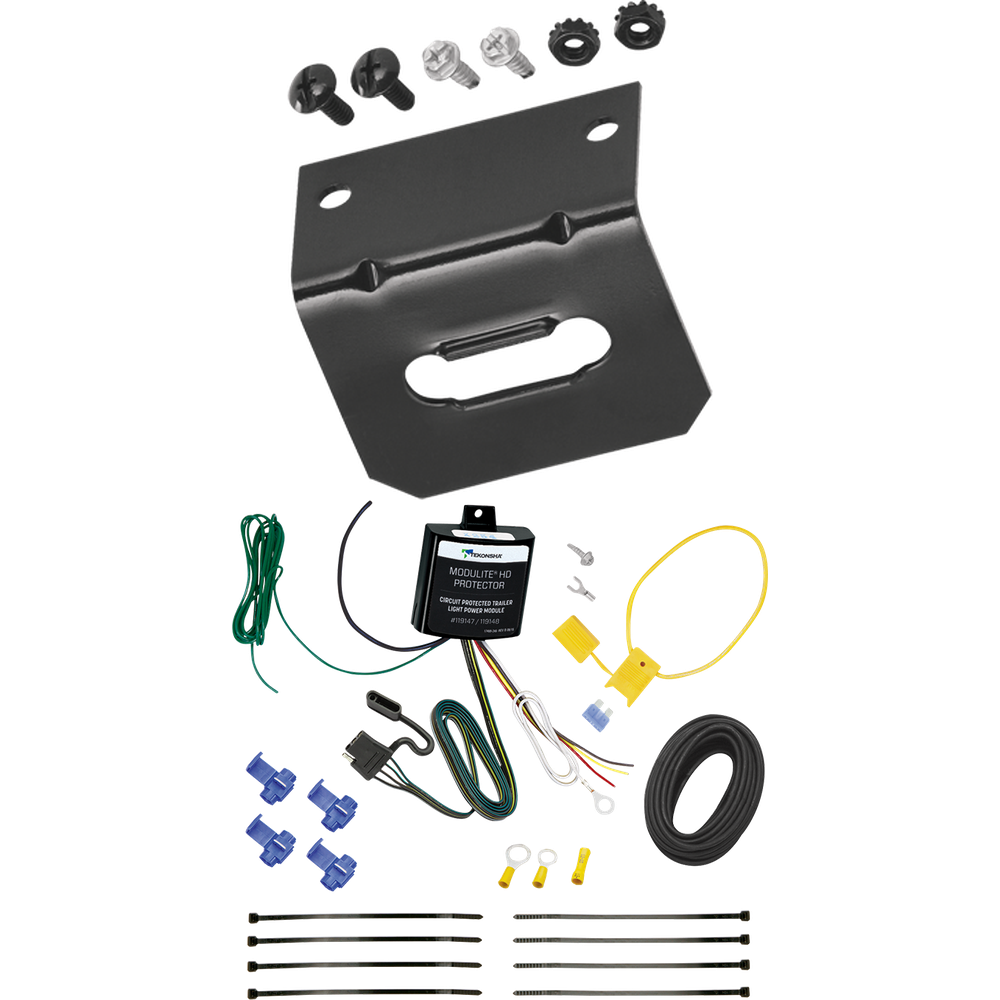 Se adapta al arnés de cableado del remolque del extremo del vehículo Honda Element 4-Flat 2005-2006 + soporte de cableado de Tekonsha