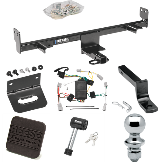 Fits 2004-2009 Mazda 3 Trailer Hitch Tow PKG w/ 4-Flat Wiring Harness + Draw-Bar + 1-7/8" Ball + Wiring Bracket + Hitch Cover + Hitch Lock (For Hatchback, Except w/Grand Touring LED Taillights Models) By Reese Towpower