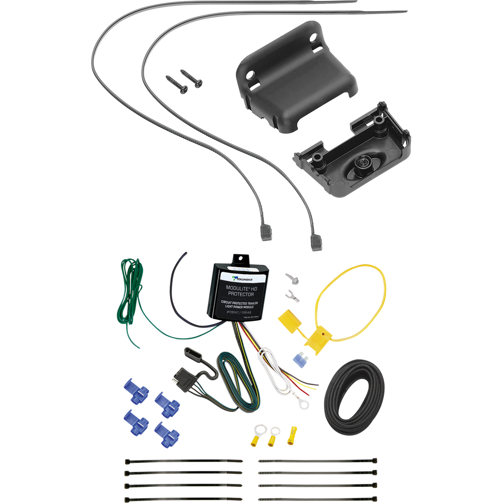 Se adapta al arnés de cableado del remolque del extremo del vehículo de 4 planos Jeep Compass 2007-2010 + soporte de cableado de Tekonsha