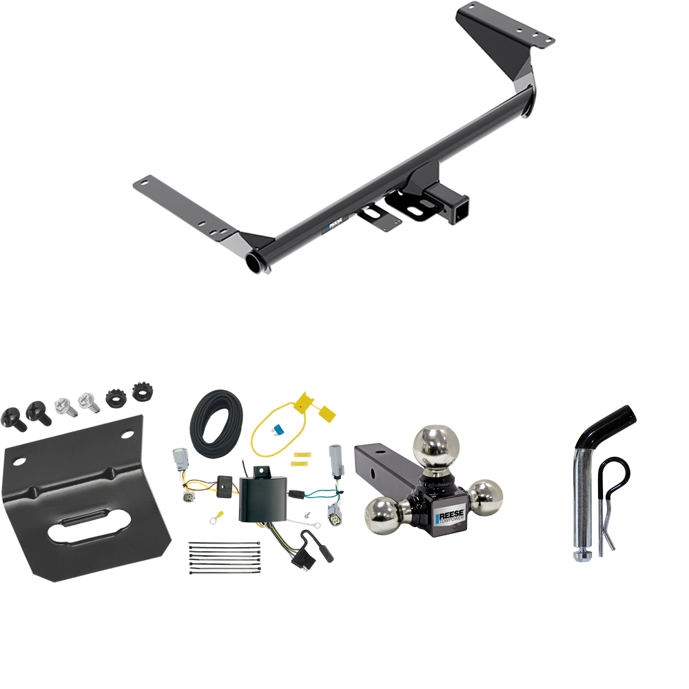 Fits 2020-2023 Chrysler Voyager Trailer Hitch Tow PKG w/ 4-Flat Wiring Harness + Triple Ball Ball Mount 1-7/8" & 2" & 2-5/16" Trailer Balls + Pin/Clip + Wiring Bracket By Reese Towpower