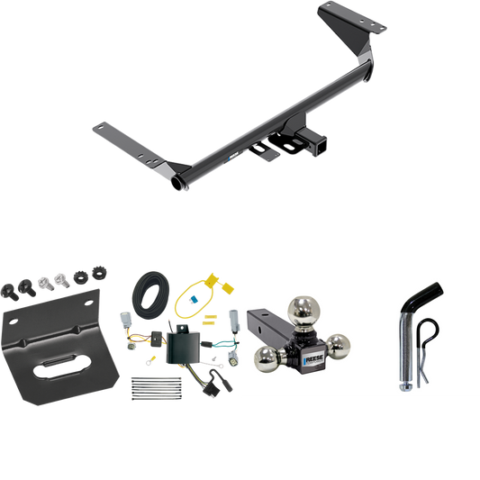 Fits 2020-2023 Chrysler Voyager Trailer Hitch Tow PKG w/ 4-Flat Wiring Harness + Triple Ball Ball Mount 1-7/8" & 2" & 2-5/16" Trailer Balls + Pin/Clip + Wiring Bracket By Reese Towpower