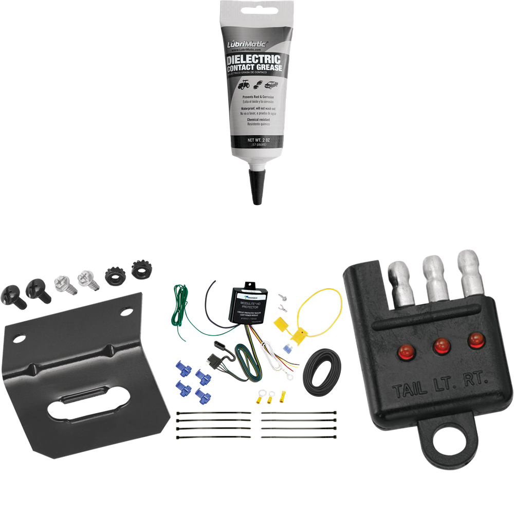 Tekonsha se adapta al arnés de cableado del remolque del extremo del vehículo de 4 planos Mitsubishi Lancer 2008-2011 + soporte de cableado + probador de cableado + grasa eléctrica (para modelos Sedan)