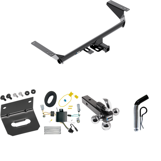 Fits 2020-2023 Chrysler Voyager Trailer Hitch Tow PKG w/ 4-Flat Wiring Harness + Triple Ball Ball Mount 1-7/8" & 2" & 2-5/16" Trailer Balls w/ Tow Hook + Pin/Clip + Wiring Bracket By Reese Towpower