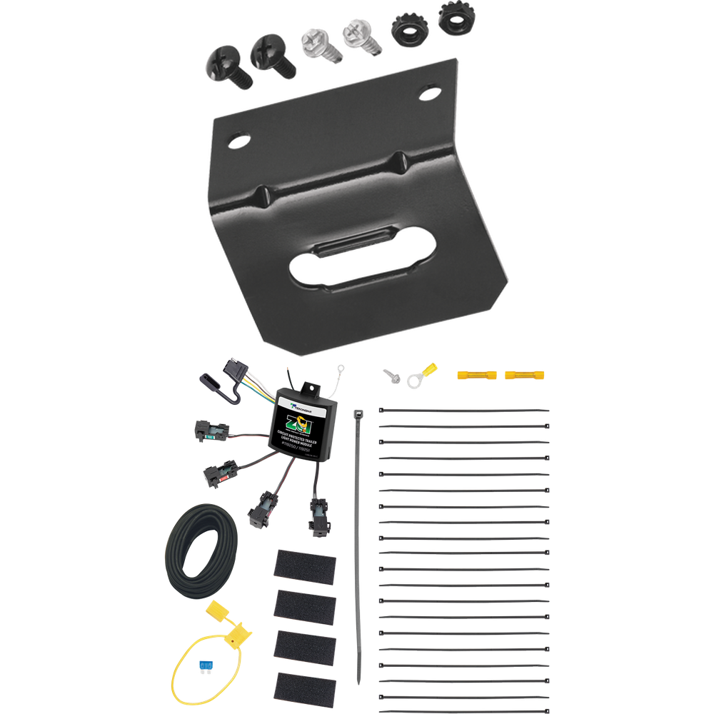 Fits 2017-2019 Volkswagen Passat 4-Flat Zero Contact "No Splice" Wiring + Wiring Bracket By Tekonsha