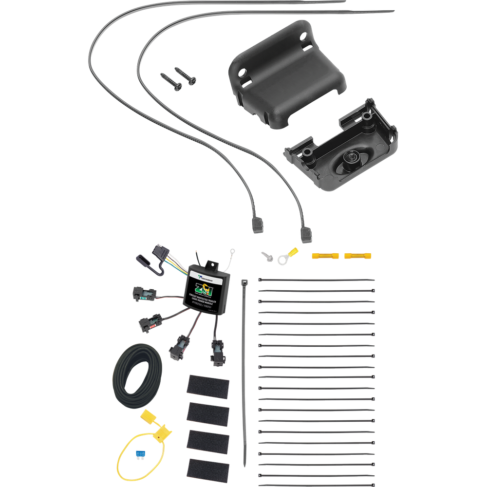 Fits 1993-1993 Jeep Grand Cherokee 4-Flat Zero Contact "No Splice" Wiring + Wiring Bracket By Tekonsha