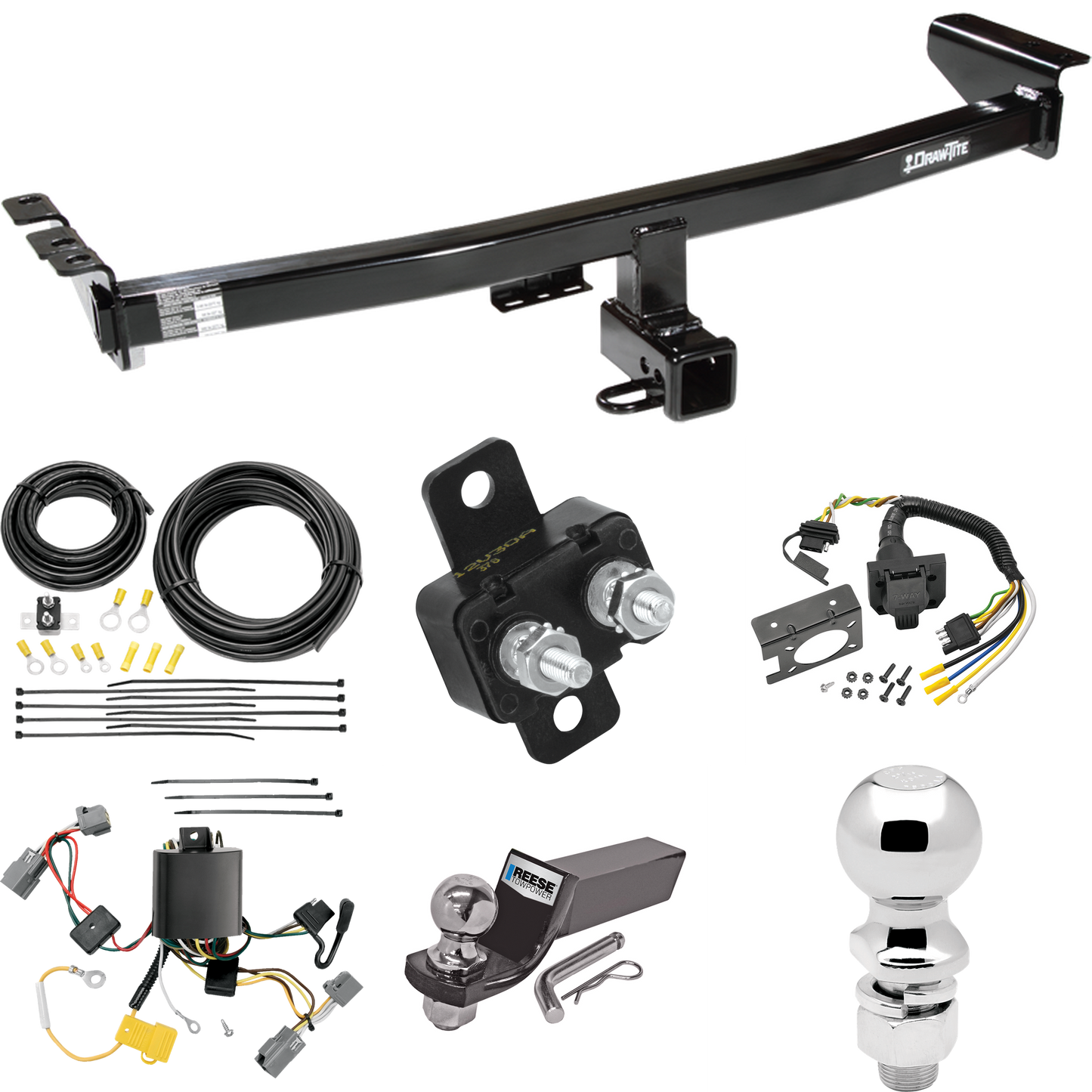 Fits 2005-2014 Volvo XC90 Trailer Hitch Tow PKG w/ 7-Way RV Wiring + 2" & 2-5/16" Ball + Drop Mount By Draw-Tite