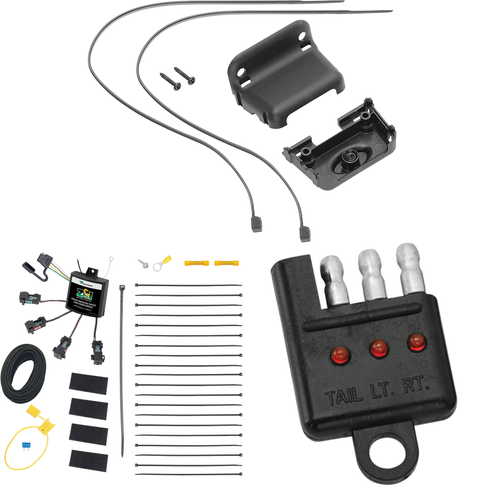 Fits 2000-2005 Pontiac Bonneville 4-Flat Zero Contact "No Splice" Wiring + Wiring Bracket + Wiring Tester By Tekonsha