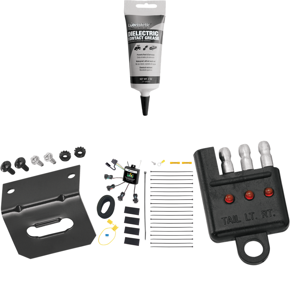 Se adapta al cableado Mercury Marauder 4-Flat Zero Contact "sin empalme" 2003-2004 + soporte de cableado + probador de cableado + grasa eléctrica de Tekonsha