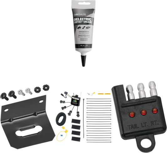 Fits 2010-2015 Mercedes-Benz GLK350 4-Flat Zero Contact "No Splice" Wiring + Wiring Bracket + Wiring Tester + Electric Grease By Tekonsha