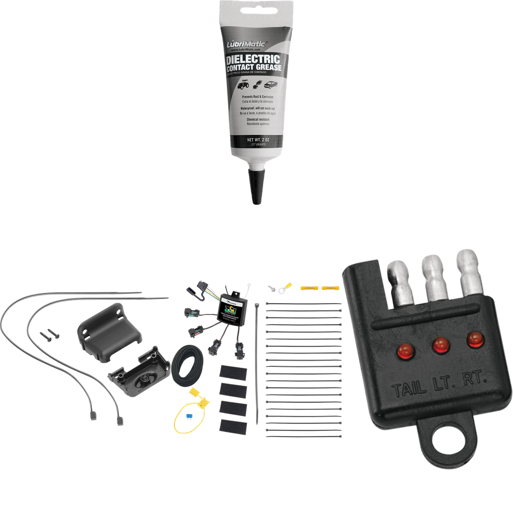 Se adapta al cableado Saturn Vue 4-Flat Zero Contact "sin empalme" 2008-2009 + soporte de cableado + probador de cableado + grasa eléctrica de Tekonsha